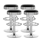 Artiss 4x Bar Stools Leather Padded Gas Lift Silver - Close-Up Angle