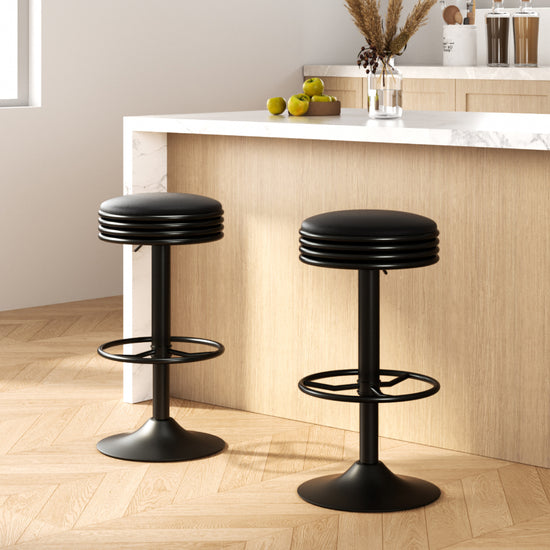 Artiss 2x Bar Stools Leather Padded Gas Lift Black