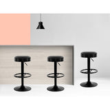 Artiss 2x Bar Stools Leather Padded Gas Lift Black - 45-Degree Angle