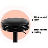Artiss 2x Bar Stools Leather Padded Gas Lift Black - Rear View