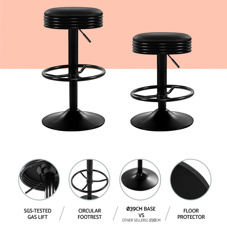 Artiss 4x Bar Stools Leather Padded Gas Lift Black, image 4