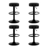 Artiss 4x Bar Stools Leather Padded Gas Lift Black - Close-Up Angle