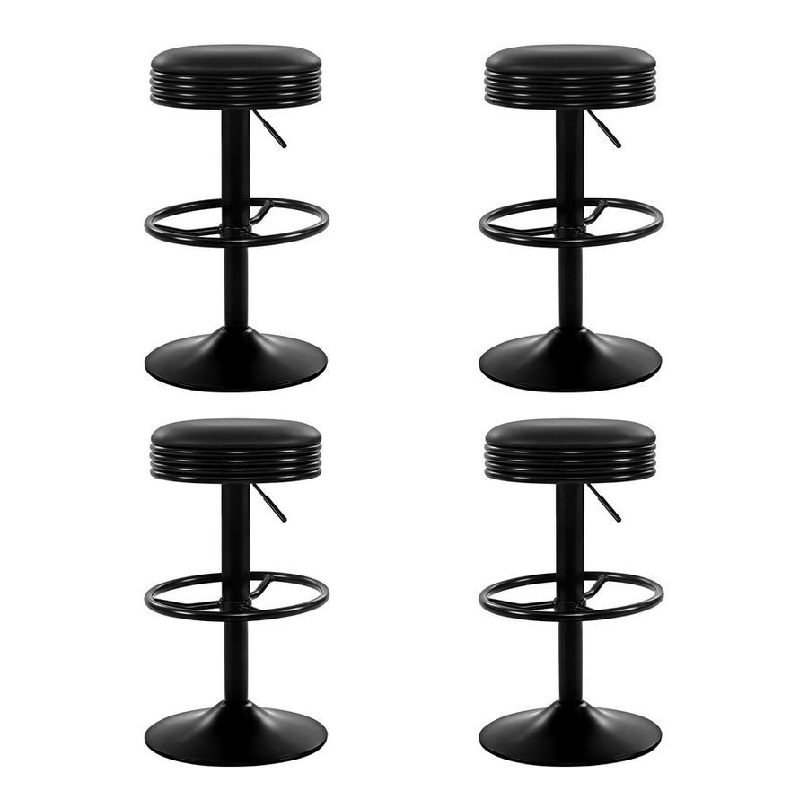 Artiss 4x Bar Stools Leather Padded Gas Lift Black, image 7