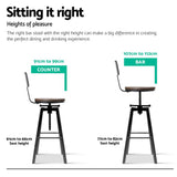 Artiss Bar Stools Kitchen Counter Chairs Vintage Metal Chairs - Rear View