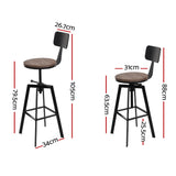 Artiss Bar Stools Kitchen Counter Chairs Vintage Metal Chairs x2 - Front View