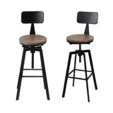 Artiss 4x Bar Stools Kitchen Dining Chairs Adjustable Wood Stool w/Backrest - Close-Up Angle