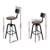 Artiss 4x Bar Stools Kitchen Dining Chairs Adjustable Wood Stool w/Backrest - Front View