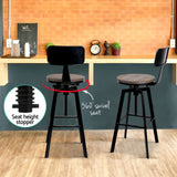 Artiss 4x Bar Stools Kitchen Dining Chairs Adjustable Wood Stool w/Backrest - 45-Degree Angle