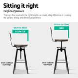 Artiss 4x Bar Stools Kitchen Dining Chairs Adjustable Wood Stool w/Backrest - Rear View