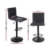 Artiss 2x Bar Stools Gas Lift Linen Fabric Black - Front View
