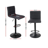Artiss 4x Bar Stools Gas Lift Linen Fabric Black - Front View