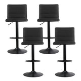 Artiss 4x Bar Stools Gas Lift Linen Fabric Black - Side View