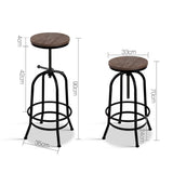Artiss Bar Stools Adjustable Wood Chairs - Front View