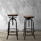 Artiss Bar Stools Adjustable Wood Chairs - Close-Up Angle