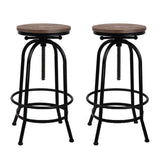 Artiss 2x Bar Stools Adjustable Wood Chairs - Close-Up Angle