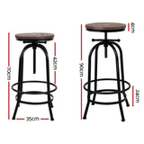 Artiss 2x Bar Stools Adjustable Wood Chairs - Front View