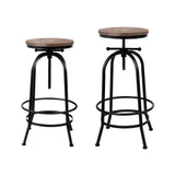 Artiss 4x Bar Stools Kitchen Dining Chairs Adjustable Wooden Vintage Stool - Close-Up Angle