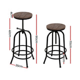 Artiss 4x Bar Stools Kitchen Dining Chairs Adjustable Wooden Vintage Stool - Front View