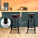 Artiss 4x Bar Stools Kitchen Dining Chairs Adjustable Wooden Vintage Stool - 45-Degree Angle