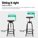 Artiss 4x Bar Stools Kitchen Dining Chairs Adjustable Wooden Vintage Stool - Rear View
