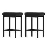2x Artiss Metal Bar Stools PU Seat Dining Counter Chairs - Close-Up Angle