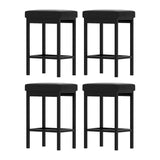 A Set of 4 Artiss Metal Bar Stools PU Seat Dining Counter Chairs - Close-Up Angle
