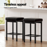A Set of 4 Artiss Metal Bar Stools PU Seat Dining Counter Chairs - Rear View