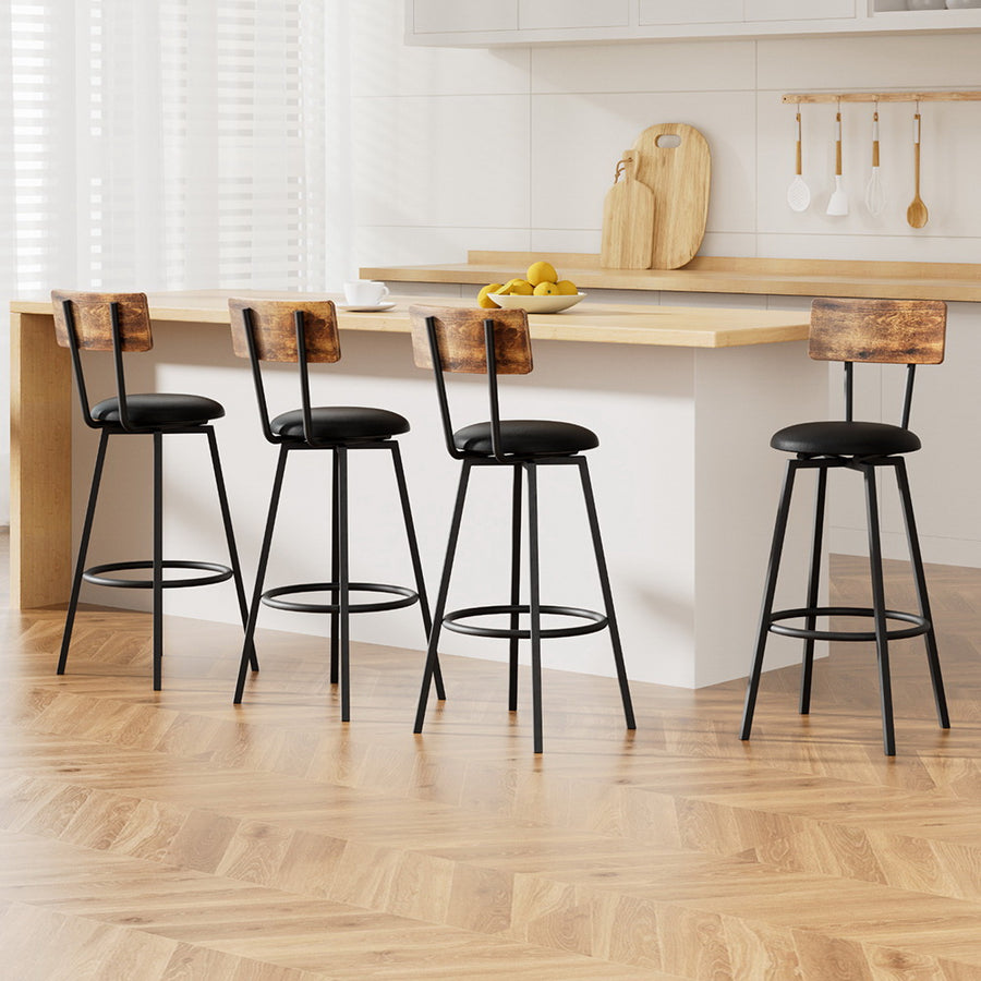 Artiss 4X Industrial Bar Stools Upholstered Counter Chairs Steel Frame Anti-Scratch, image 7