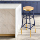 Artiss Bar Stools Metal Gold Navy - Close-Up Angle