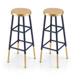Artiss 2x Bar Stools Metal Gold Navy