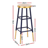 Artiss 2x Bar Stools Metal Gold Navy - Front View