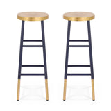 Artiss 2x Bar Stools Metal Gold Navy - Side View