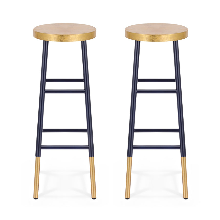 Artiss 2x Bar Stools Metal Gold Navy
