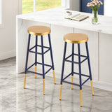 Artiss 2x Bar Stools Metal Gold Navy - Close-Up Angle