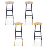 Artiss 4x Bar Stools Metal Gold Navy - Side View