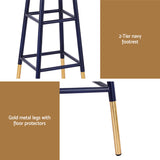 Artiss 4x Bar Stools Metal Gold Navy - Rear View