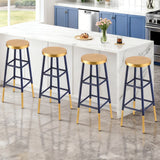 Artiss 4x Bar Stools Metal Gold Navy - Close-Up Angle