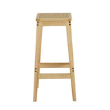 Artiss 2x Bar Stools Rubber Wood Stool Counter Chair Rattan Barstools Kitchen - Side View