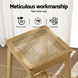 Artiss 2x Bar Stools Rubber Wood Stool Counter Chair Rattan Barstools Kitchen - Top-Down View