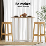 Artiss 2x Bar Stools Rubber Wood Stool Counter Chair Rattan Barstools Kitchen - Rear View