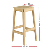Artiss 2x Bar Stools Rubber Wood Stool Counter Chair Rattan Barstools Kitchen - Front View