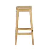 Artiss 2x Bar Stools Rubber Wood Stool Counter Chair Rattan Barstools Kitchen - Side View