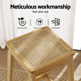 Artiss 2x Bar Stools Rubber Wood Stool Counter Chair Rattan Barstools Kitchen - Top-Down View