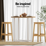 Artiss 2x Bar Stools Rubber Wood Stool Counter Chair Rattan Barstools Kitchen - Rear View