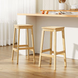 Artiss 2x Bar Stools Rubber Wood Stool Counter Chair Rattan Barstools Kitchen - Close-Up Angle