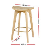 Artiss 4x Bar Stools Bamboo Rattan Stool Counter Chair Kitchen Barstools - Front View