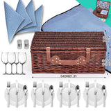 Deluxe 4 Person Picnic Basket Corporate Set Outdoor Blanket Park Trip