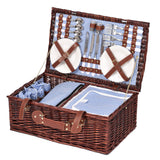 Deluxe 4 Person Picnic Basket Corporate Set Outdoor Blanket Park Trip - Front View