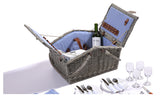 Wicker 4 Person Folding Handle Picnic Basket With Blanket Grey
