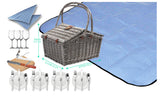 Wicker 4 Person Folding Handle Picnic Basket With Blanket Grey